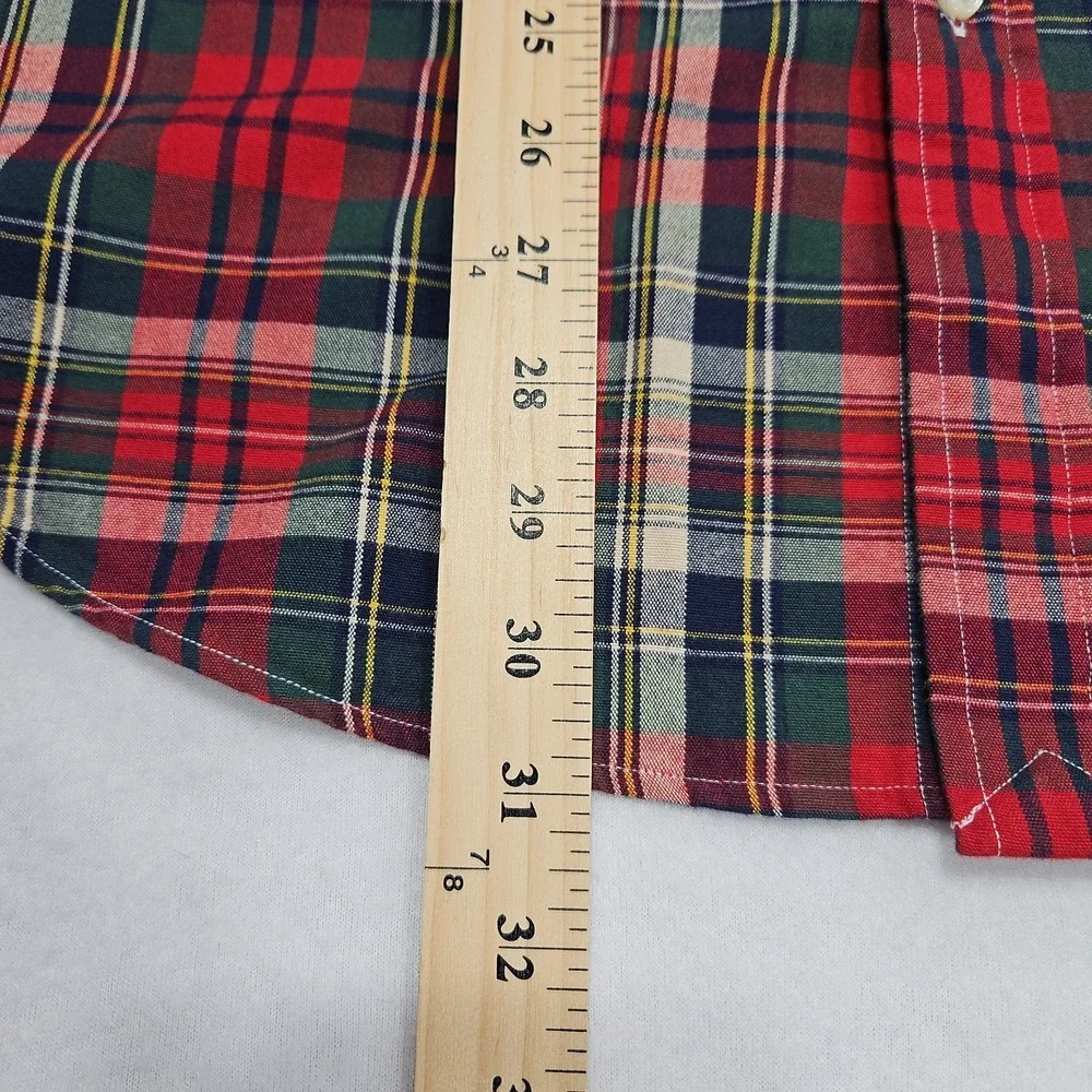 Polo Ralph Lauren Classic Fit Plaid Oxford Button Down Shirt Red Green Mens L